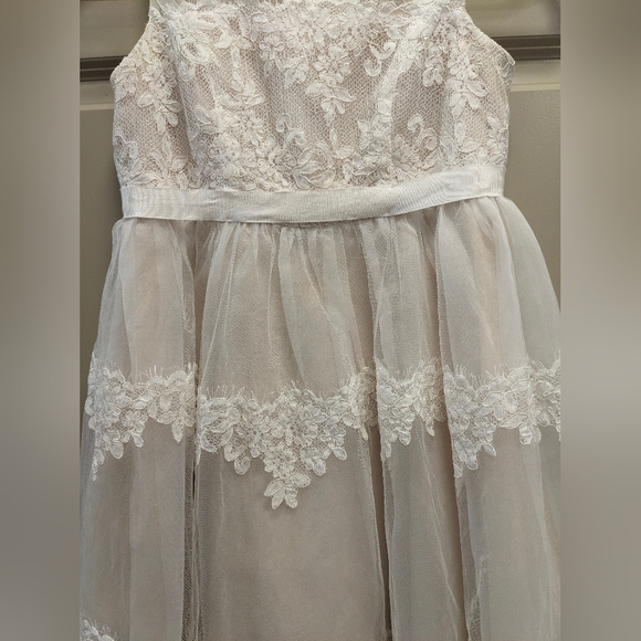 David's Bridal Banded Lace Illusion Formal Girls Dress/Gown Size 12 - Picture 9 of 17